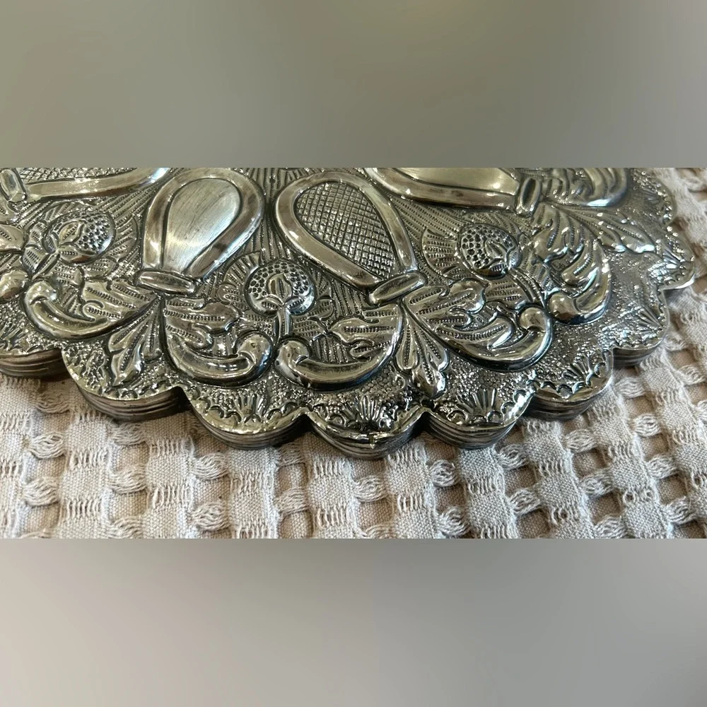 900 Silver Turkish Repousse Wall Mirror by 